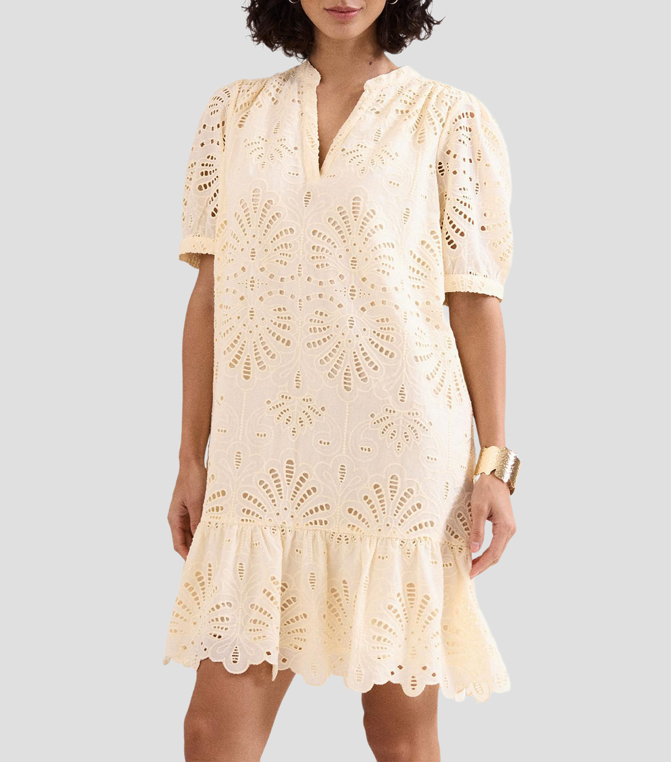 Vestido midi manga corta fantasía Mujer